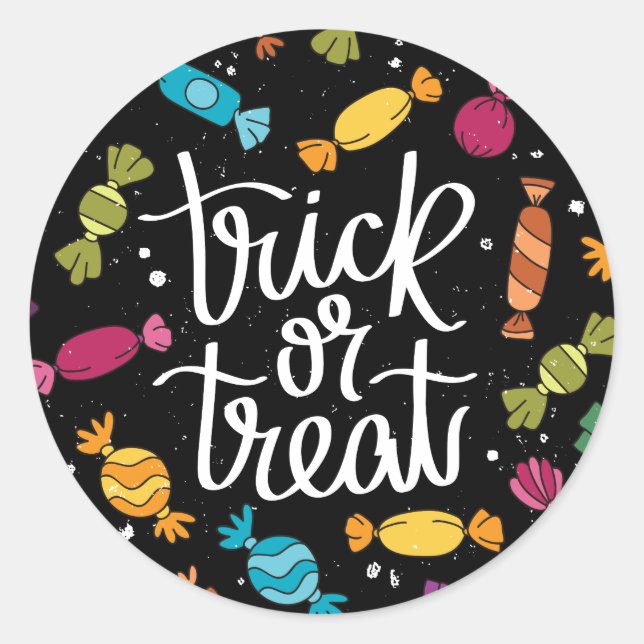 Pegatina Redonda Truco De Velas O Trate Halloween (Anverso)