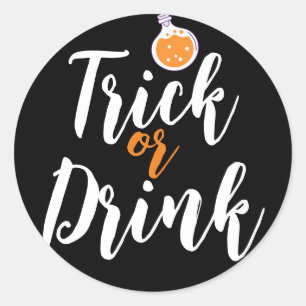 Pegatina Redonda Truco O Bebidas Calabaza espeluznante de Hallowe