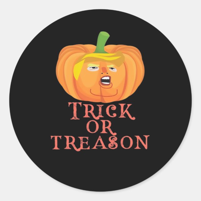 Pegatina Redonda Truco O Traición Halloween Impete Diseño Trumpkin (Anverso)
