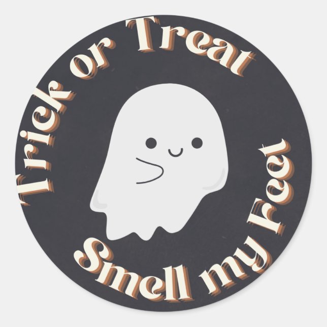 Pegatina Redonda Truco O Tratamiento De Halloween (Anverso)