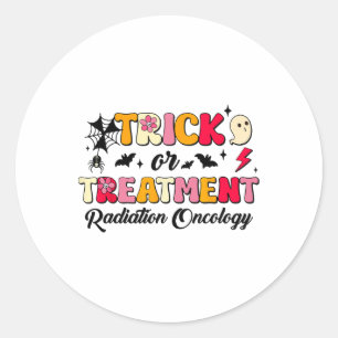 Pegatina Redonda Truco O Tratamiento Radiación Oncología Halloween