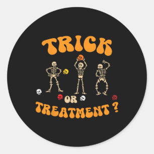 Pegatina Redonda Truco O Tratamiento Terapia Física Skeleton Pt Ha