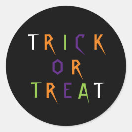 Pegatina Redonda Truco o tratar la colorida tipografía divertida Ha