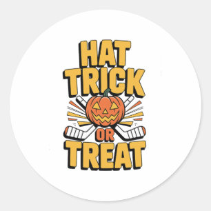Pegatina Redonda Truco o trato calabaza Halloween hockey sobre hiel