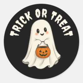 Pegatina Redonda Truco o trato Fantasma Halloween