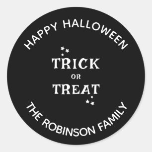 Pegatina Redonda Truco o trato - Feliz Personalizado de Halloween