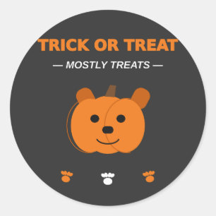 Pegatina Redonda Truco o trato, la mayoría de los regalos, Hallowee