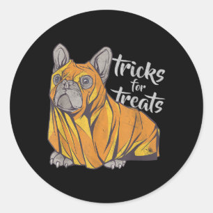 Pegatina Redonda Trucos De bulldog Para Tratamientos Bulldoges De H
