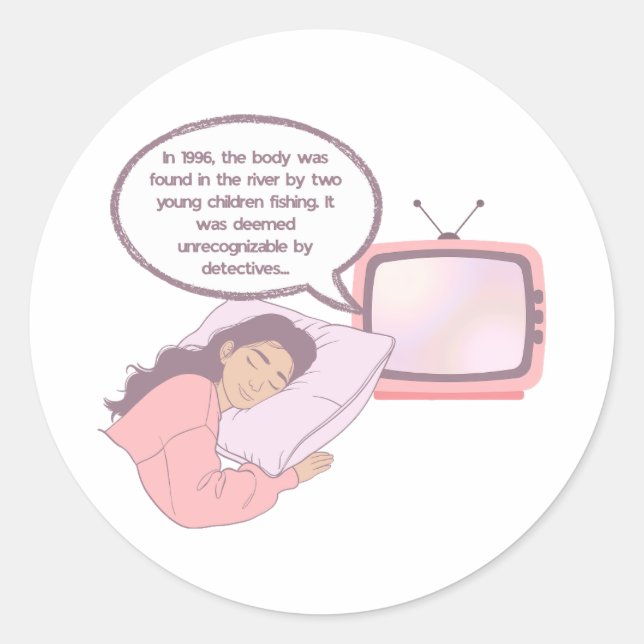 Pegatina Redonda True Crime Lover Minimalist Design | Dark Humor (Anverso)