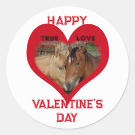 Pegatina Redonda True Love Horses Conversation Heart Valentine