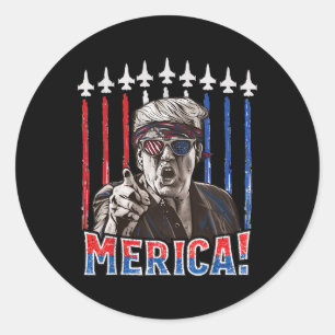 Pegatina Redonda Trump 2024 4 De Julio Bandera Patriótica Estadouni