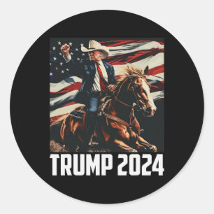 Pegatina Redonda Trump 2024 4 De Julio Estados Unidos Patriótico In