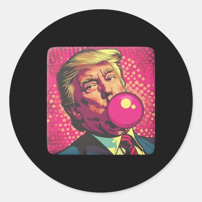 Pegatina Redonda Trump 2024 Bubble Gum Pop (Anverso)