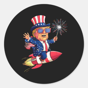 Pegatina Redonda Trump 2024 Feliz 4 De Julio Bandera Norteamericana
