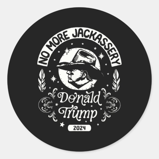 Pegatina Redonda Trump 2024 Jefe De Vaquero Ee.Uu. 2024 Vota Elecci (Anverso)