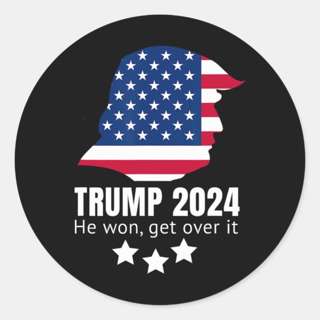 Pegatina Redonda Trump 2024 Lo Superará (Anverso)