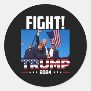 Pegatina Redonda Trump 2024 lucha contra el primer mitin de Trump