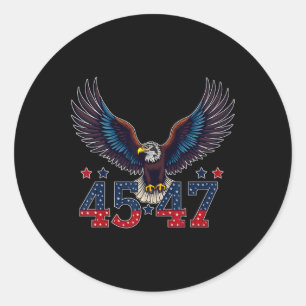 Pegatina Redonda Trump 2024 Presidente 45 Y 47 Bandera Estadouniden