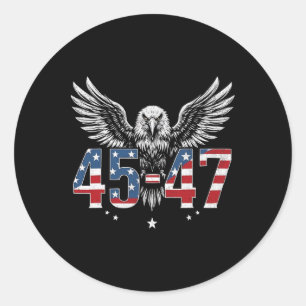 Pegatina Redonda Trump 2024 Presidente 45 Y 47 Bandera Estadouniden