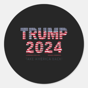 Pegatina Redonda Trump 2024 Recupera La Bandera Estadounidense El 4