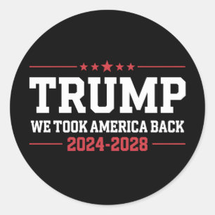 Pegatina Redonda Trump 2024 Recuperamos América 47 EE. UU.