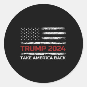 Pegatina Redonda Trump 2024 Recuperar las elecciones patrióticas