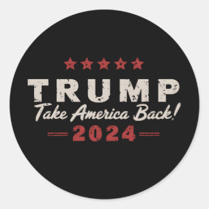 Pegatina Redonda Trump 2024 Recuperemos América Presidente 47 EE. U
