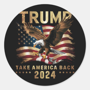 Pegatina Redonda Trump 2024 Recuperemos Estados Unidos Bandera esta
