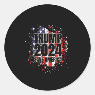 Pegatina Redonda Trump, 2024 Salve a Estados Unidos Trump, 2024