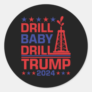 Pegatina Redonda Trump 2024 Taladro Por3