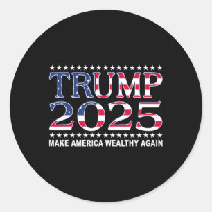 Pegatina Redonda Trump 2025 Bandera de EE. UU. Haz que América sea 
