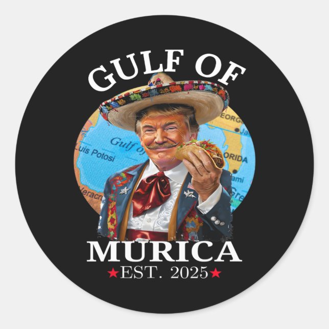 Pegatina Redonda Trump 2025 es divertido (Anverso)