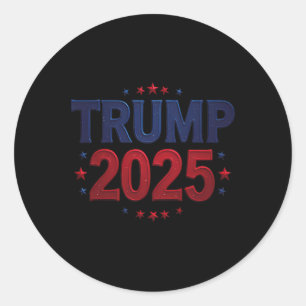 Pegatina Redonda Trump 2025 Presidente 45 Y 47 Retro Vintage 1