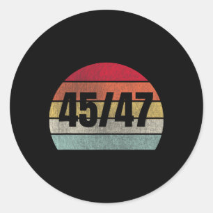 Pegatina Redonda Trump 2025 Presidente 45 Y 47 Vintage Retro