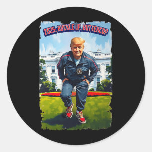 Pegatina Redonda Trump 2025 se alza