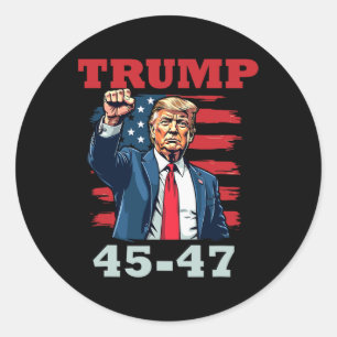 Pegatina Redonda Trump 45-47: Audaz diseño presidencial para Trump 
