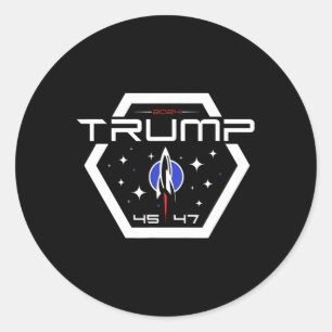 Pegatina Redonda Trump 45 47 Diseño Futurista Retro de Trump