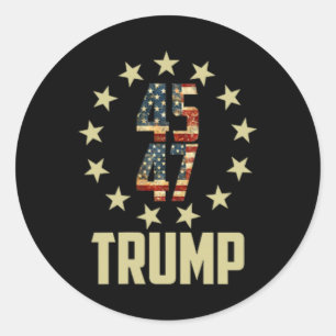 Pegatina Redonda Trump 45 47 Mega Potus