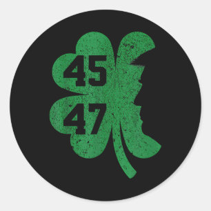 Pegatina Redonda Trump 45 47 Presidente St. Patricks Day Shamrock L