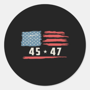 Pegatina Redonda Trump 45 47 Presidente Vintage American Flag 2024