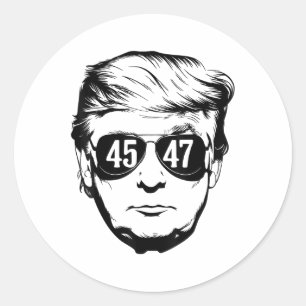 Pegatina Redonda Trump 45 47 Sol patriótico con problemas Trump 202