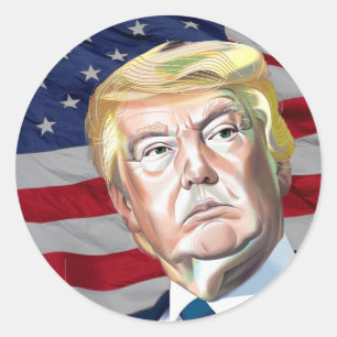 Pegatina Redonda Trump, 45° presidente de Estados Unidos - Regalo