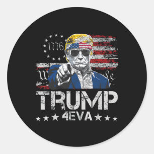 Pegatina Redonda Trump 4eva 4 de julio por siempre amor presidente 