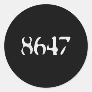 Pegatina Redonda Trump 8647 retro negro anti gracioso presidente li