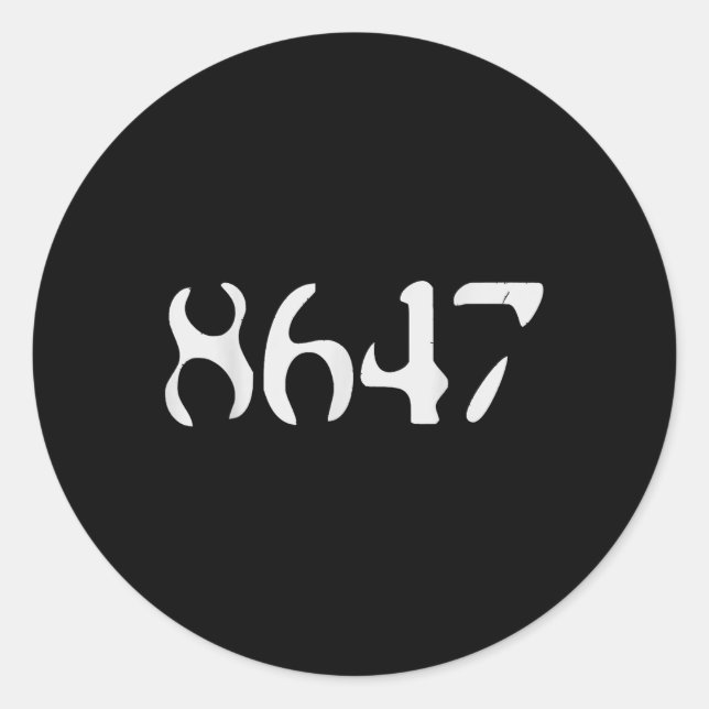 Pegatina Redonda Trump 8647 retro negro anti gracioso presidente li (Anverso)