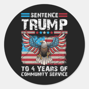 Pegatina Redonda Trump A 4 Años De Servicio Comunitario Trump 2024