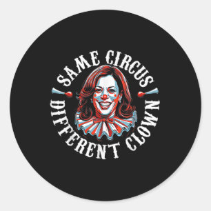 Pegatina Redonda Trump Anti Kamala Harris El mismo círculo diferent