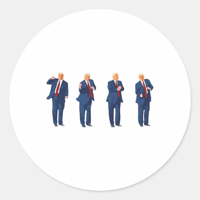 Pegatina Redonda Trump Baila 4 De Julio De 2024 (Anverso)