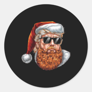 Pegatina Redonda Trump Beart Santa Face Holiday Tee