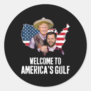Pegatina Redonda Trump Bienvenido a la Costa del Golfo de América T